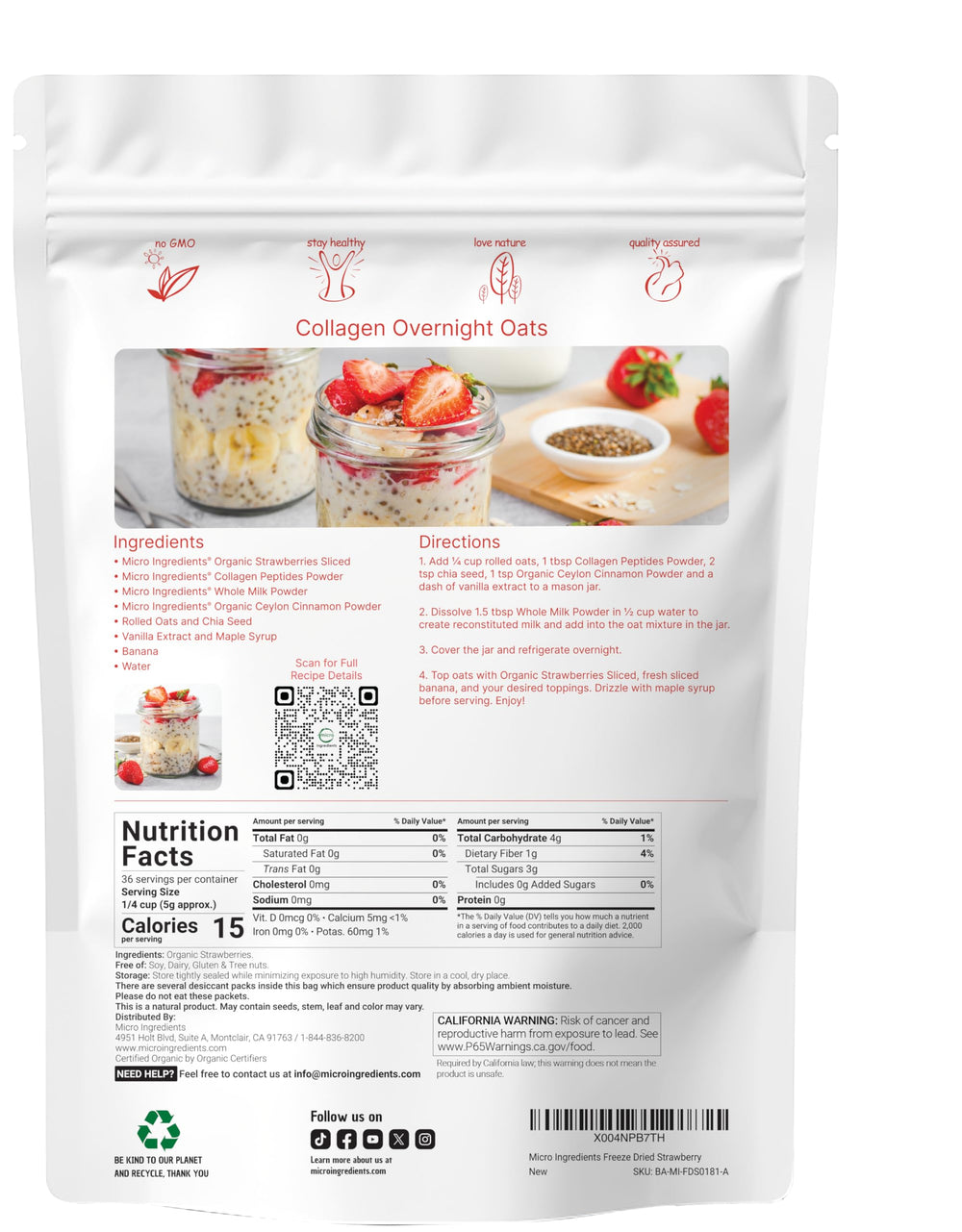 Micro Ingredients Organic Strawberries Sliced close-up of freeze-dried texture ideal for toppings.