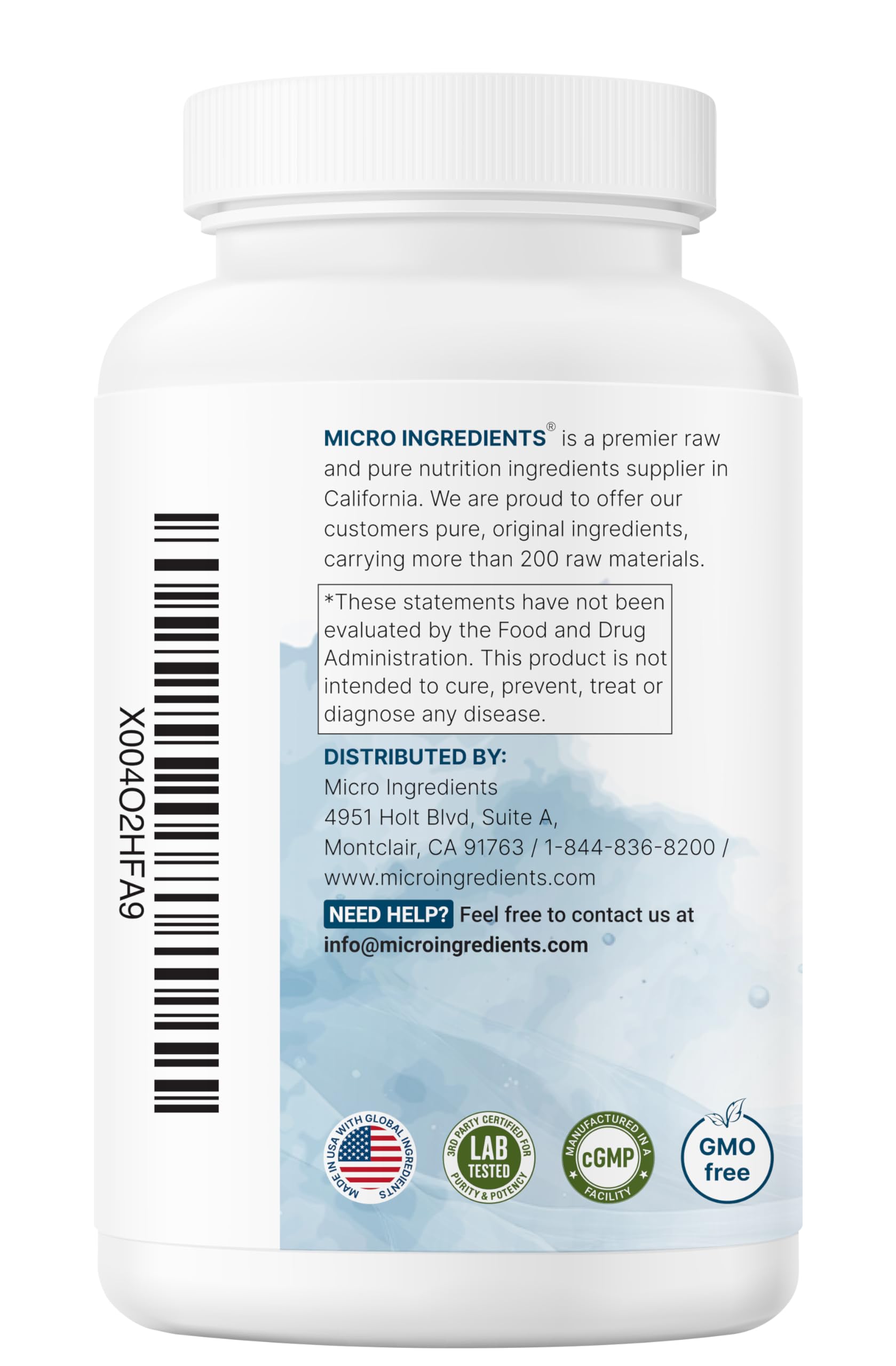 Micro Ingredients allergen-free packaging highlights a clean label.