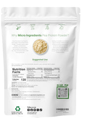 Micro Ingredients pea protein scoop showing a 27g serving for shakes and meals.