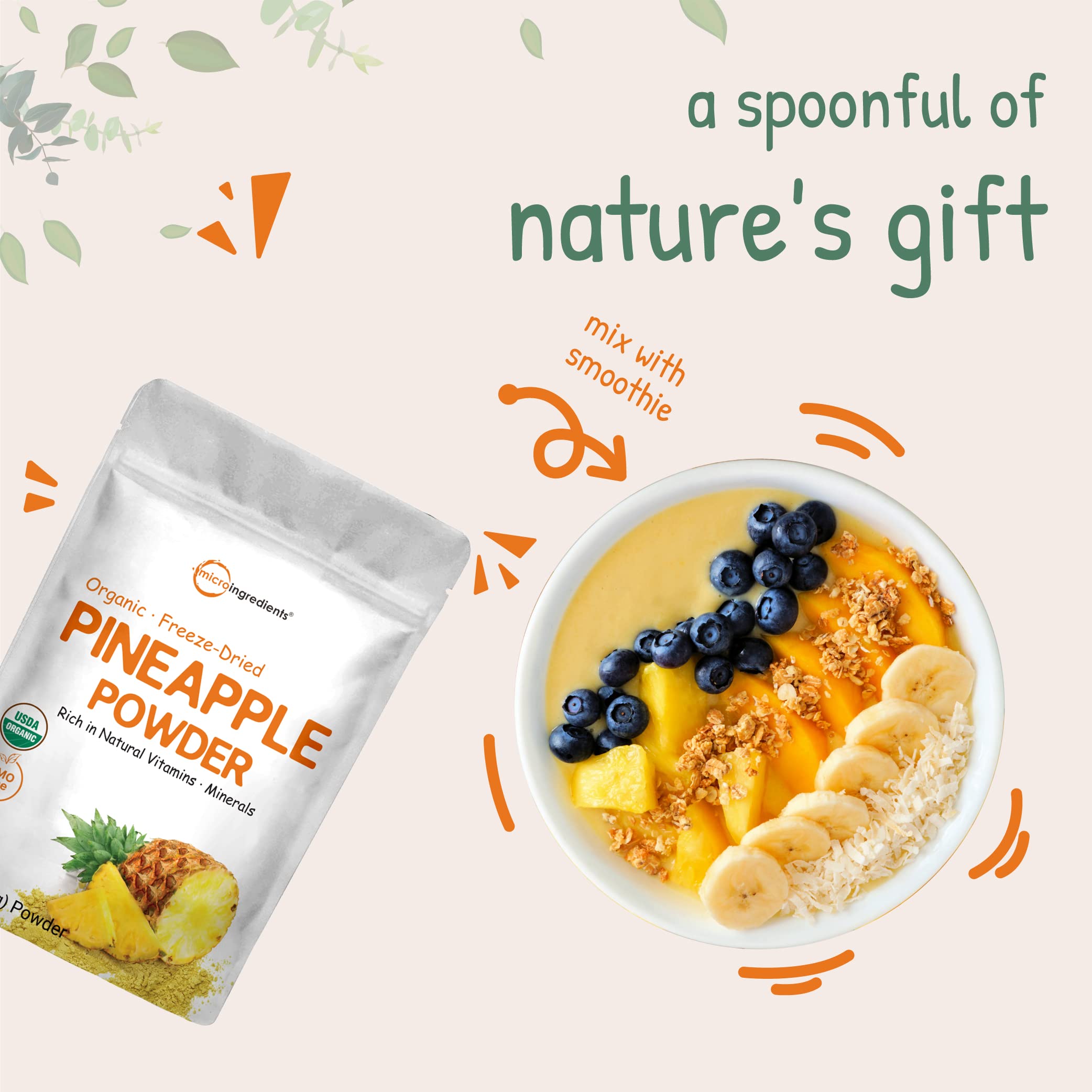 Micro Ingredients pineapple powder topping on yogurt for bright fruit notes.