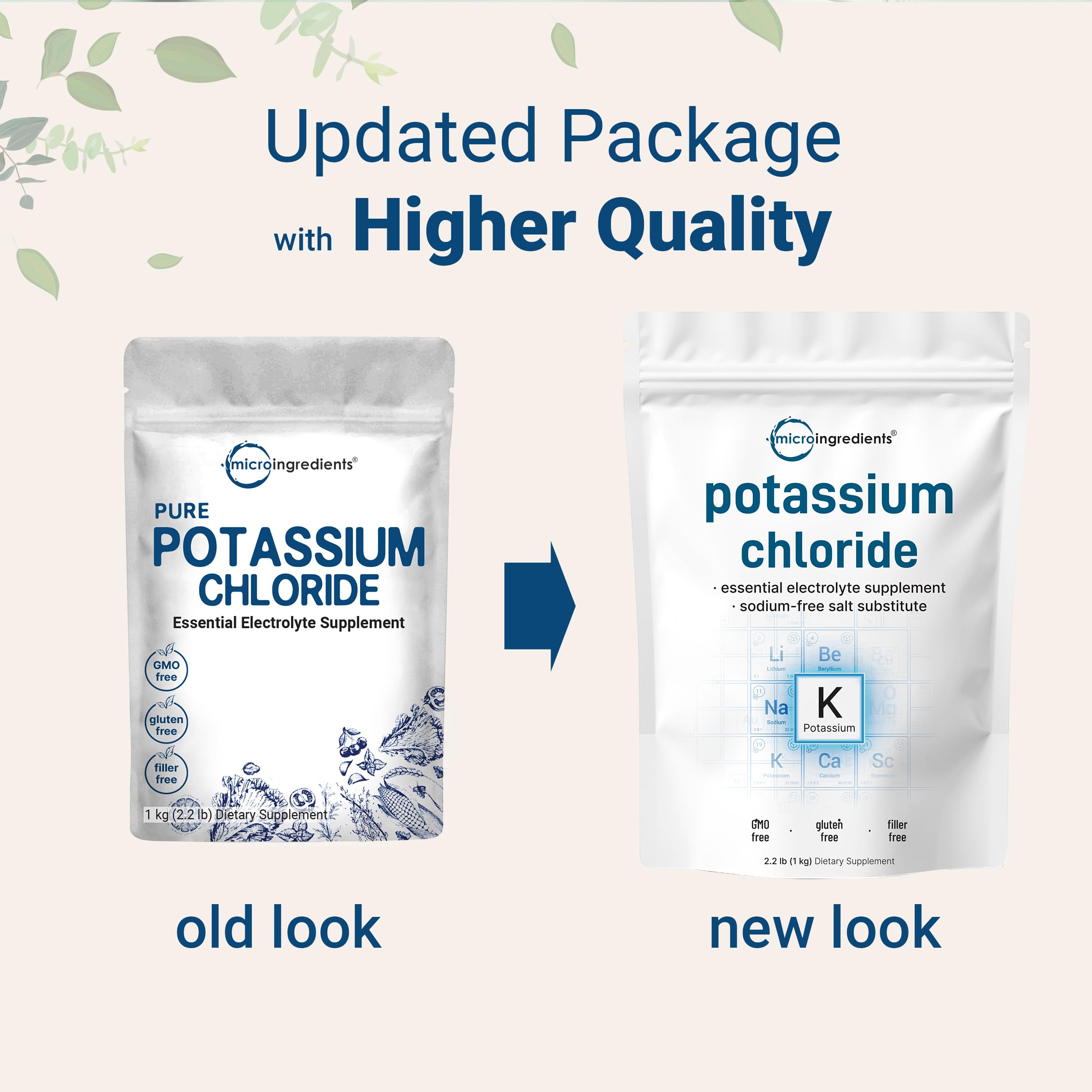 Micro Ingredients potassium chloride powder 1kg packaging enabling daily use