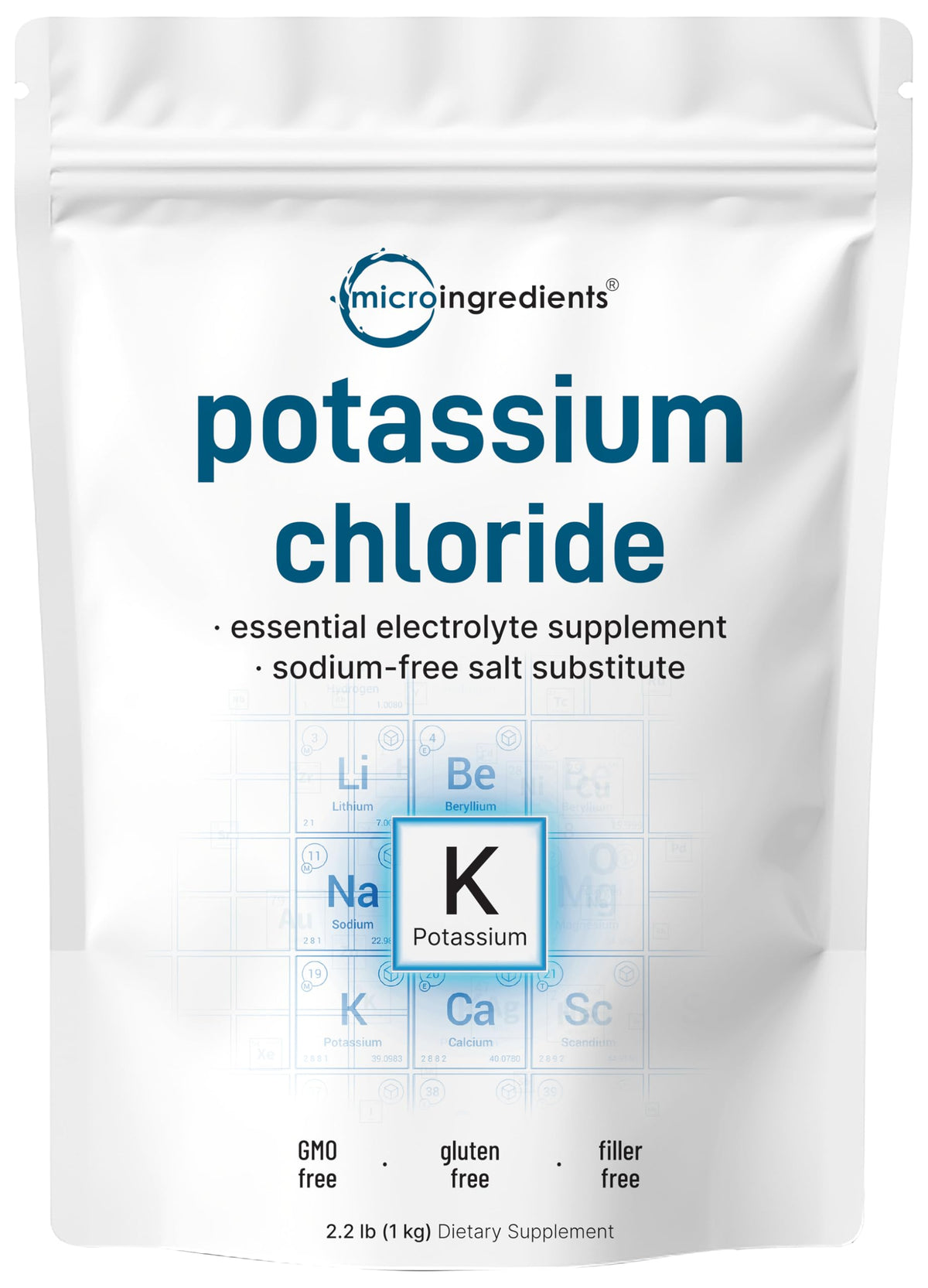 Micro Ingredients potassium chloride powder with scoop for precise measurement and hydration