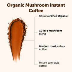 Micro Ingredients mushroom coffee being poured with steam in a mug.