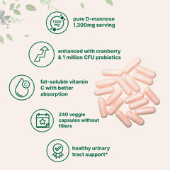 Probiotic blend capsule showing 1 Million CFU for balanced gut and urinary health