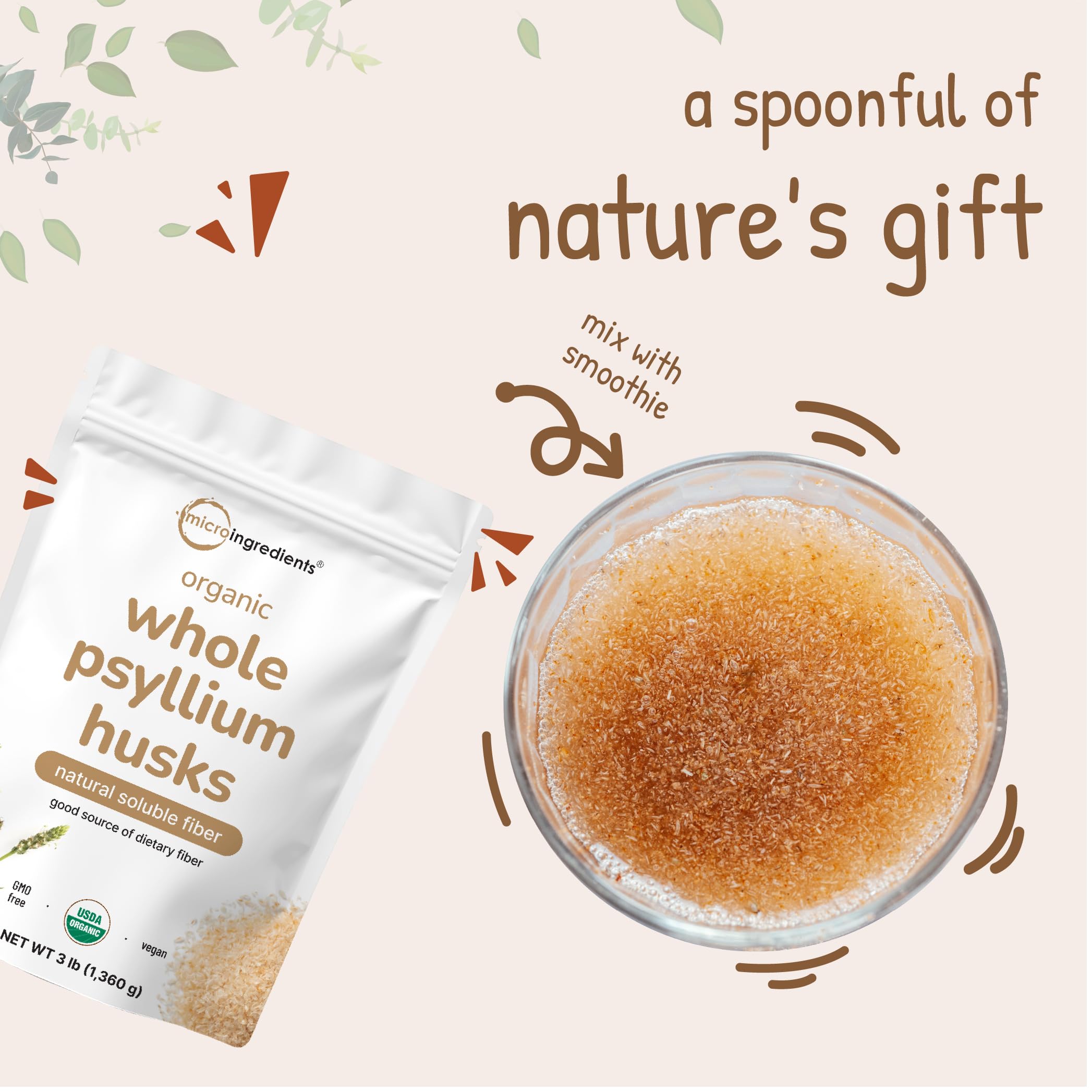 Keto-friendly fiber option from Micro Ingredients psyllium husks in pantry.