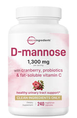 Micro Ingredients Pure D Mannose capsules with cranberry bottle for urinary comfort