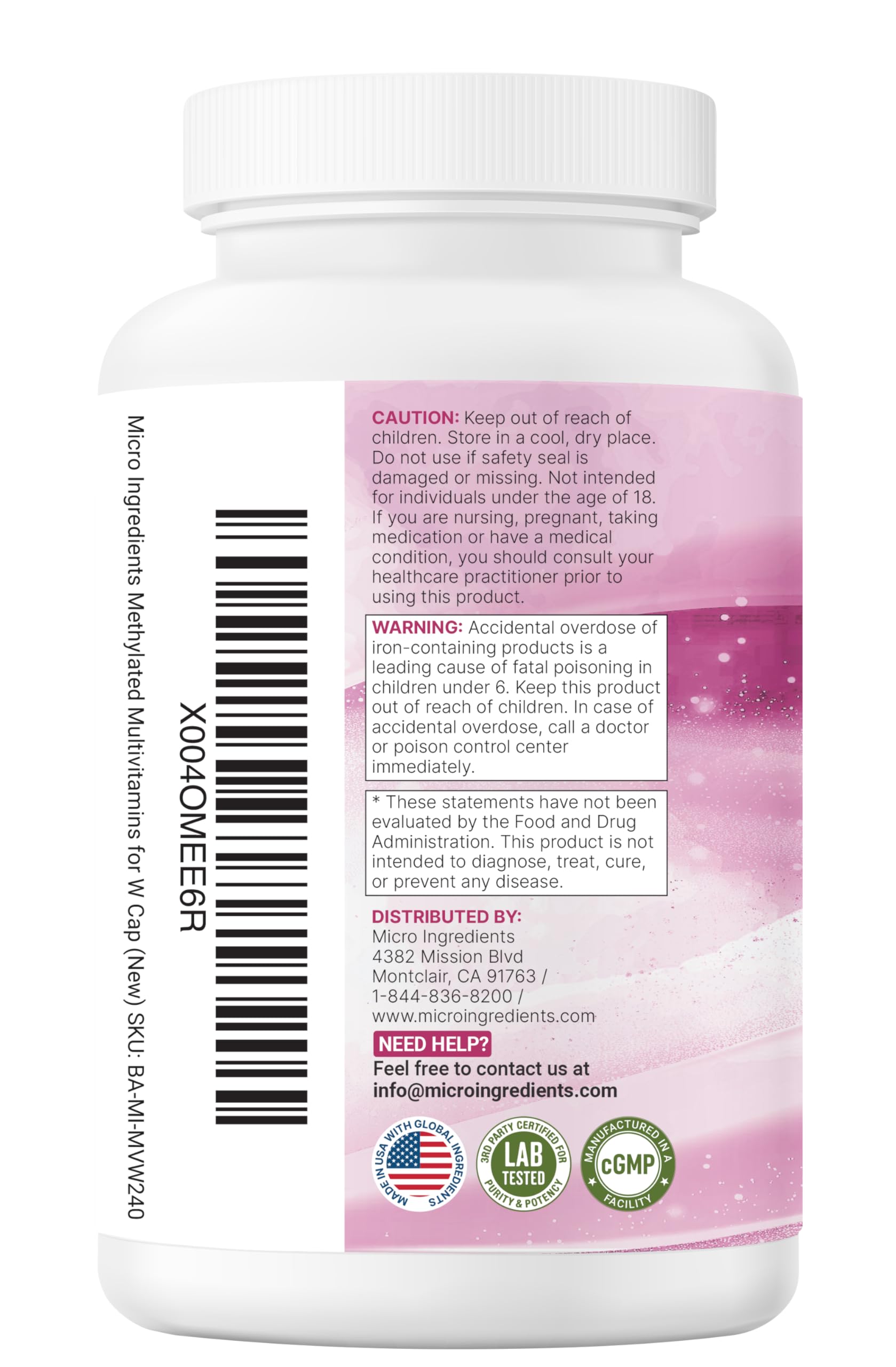 Micro Ingredients bottle shown for on-the-go daily vitamin routine