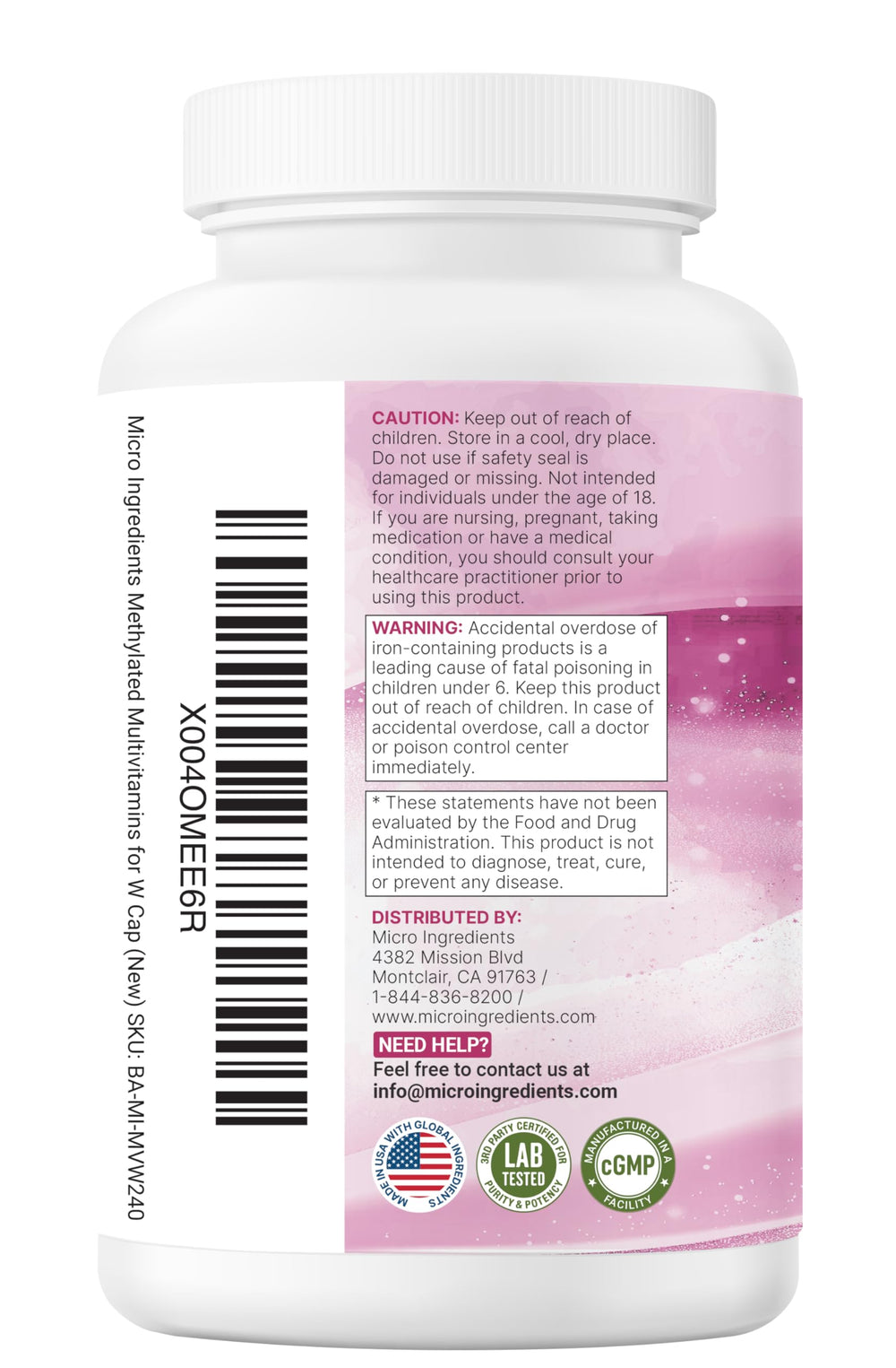 Micro Ingredients bottle shown for on-the-go daily vitamin routine