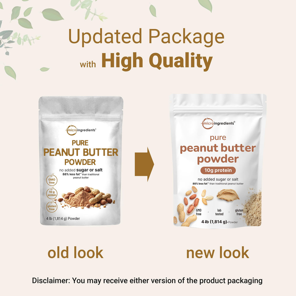 Micro Ingredients Pure PB powder in a bowl, fluffy texture ideal for smoothies and yogurts.