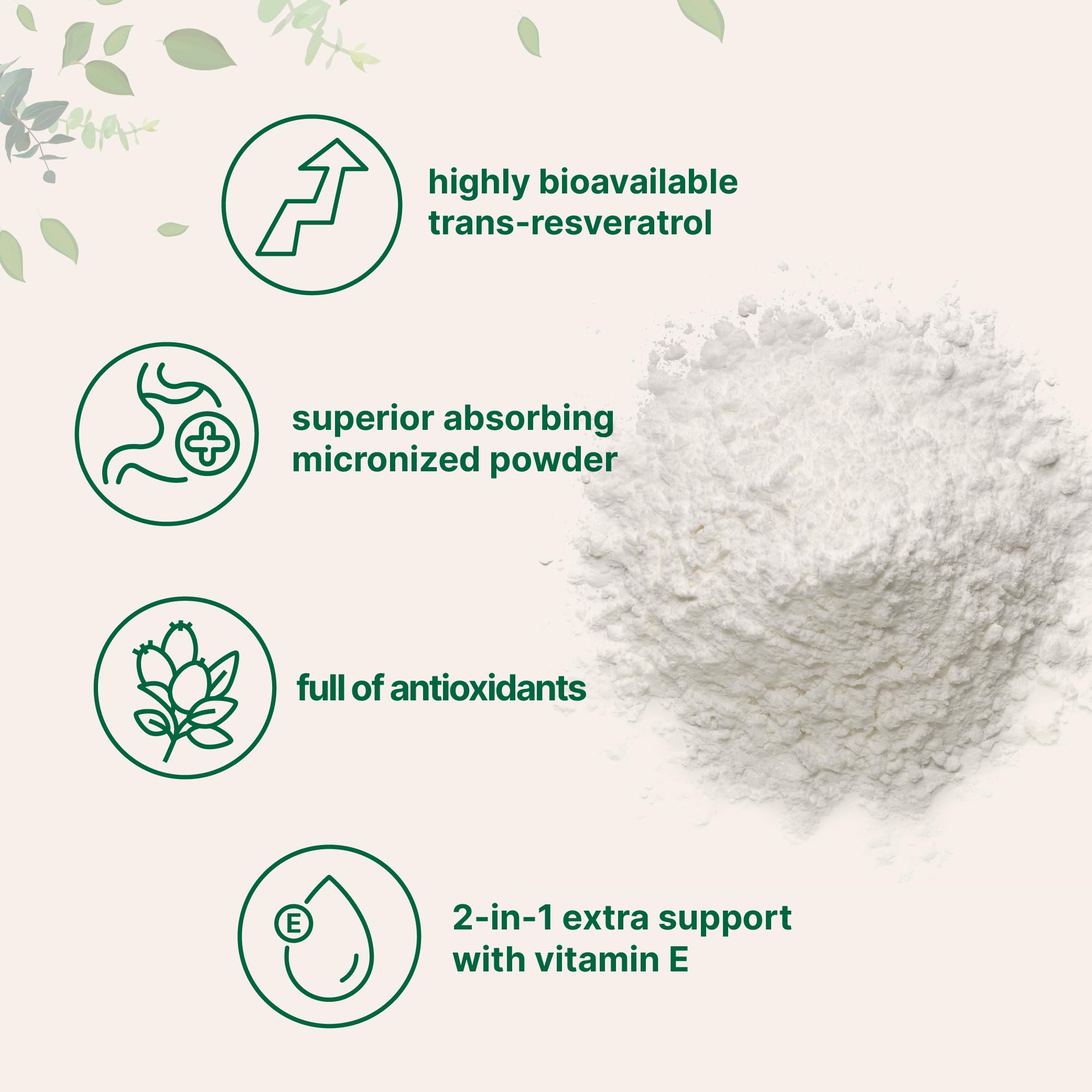 Micro Ingredients Pure Trans-Resveratrol powder with measuring spoon for precise portions
