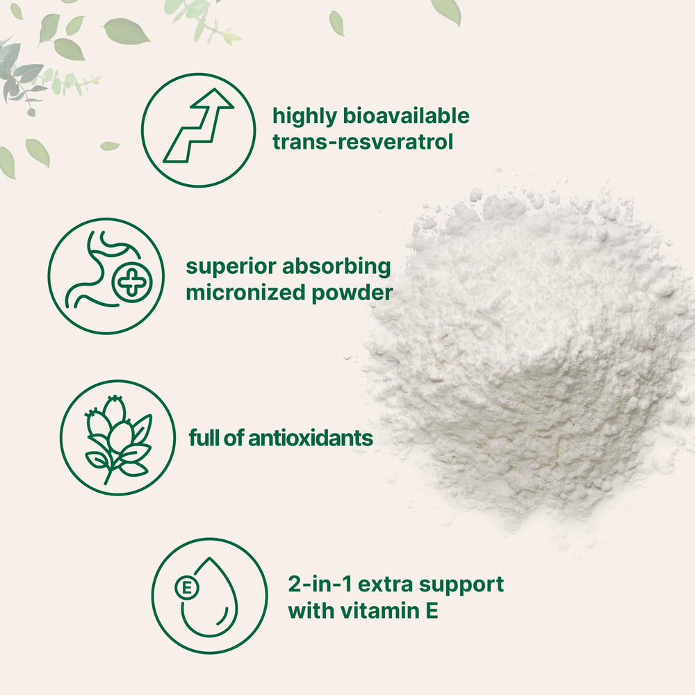 Micro Ingredients Pure Trans-Resveratrol powder with measuring spoon for precise portions
