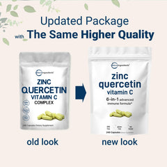 Micro Ingredients quercetin capsules bottle label showing zinc and vitamin C.