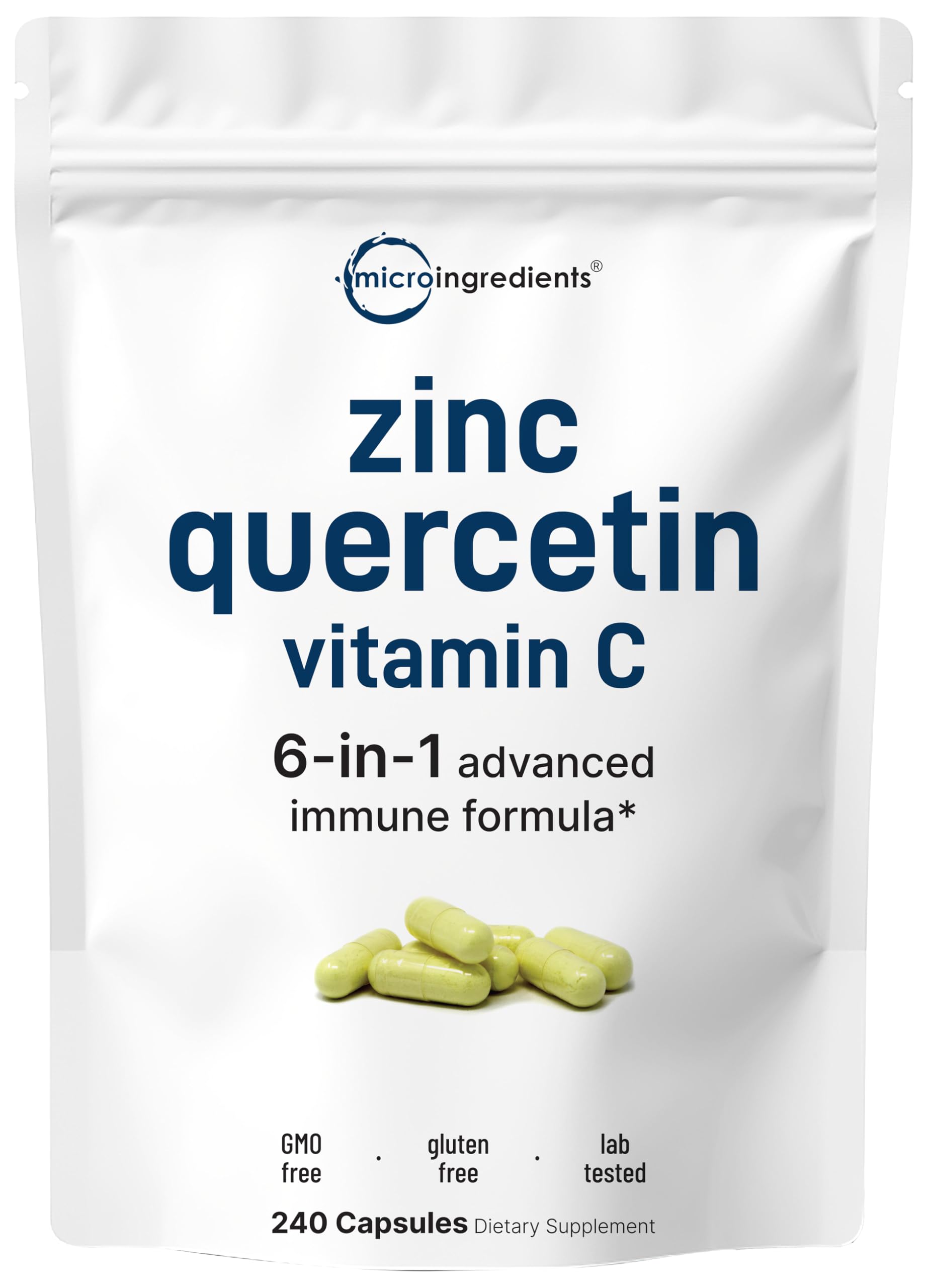Micro Ingredients quercetin capsules close-up for immune support potential.