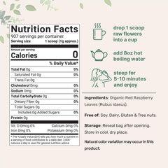 Raspberry leaf tea pouch close-up from Micro Ingredients non GMO sourcing