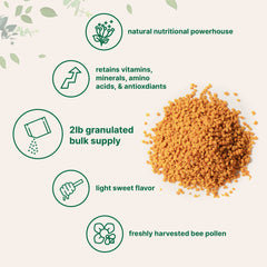 Raw non-GMO bee pollen granules from Micro Ingredients provide nutrient-dense, convenient daily addition.
