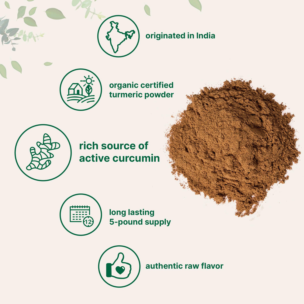 Raw turmeric powder poured into a smoothie for a daily boost.