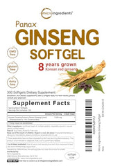 Micro Ingredients red panax ginseng softgels pouch highlighting a high-potency 300-count supply.