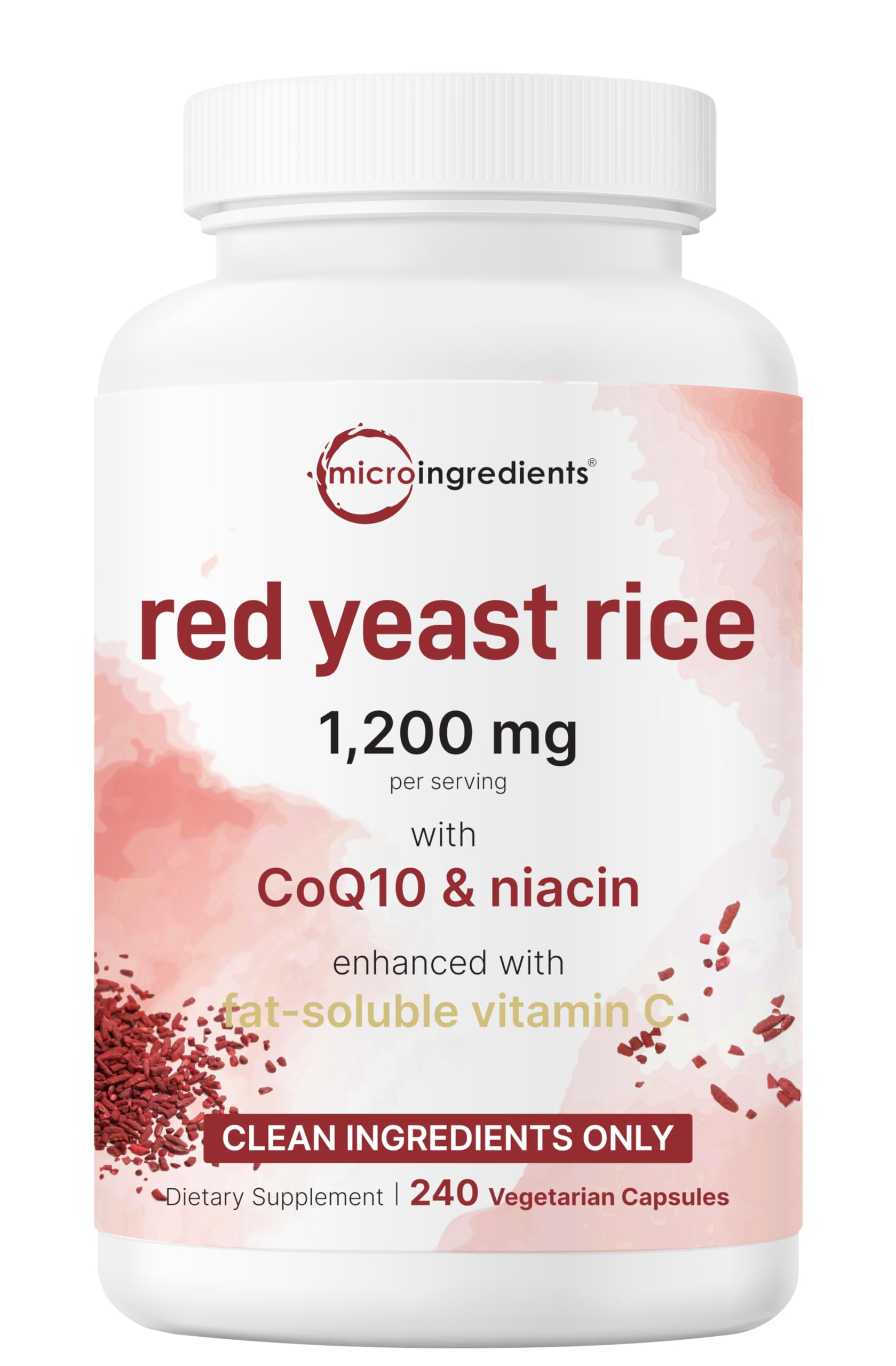 Micro Ingredients red yeast rice CoQ10 bottle pour supports daily heart health.