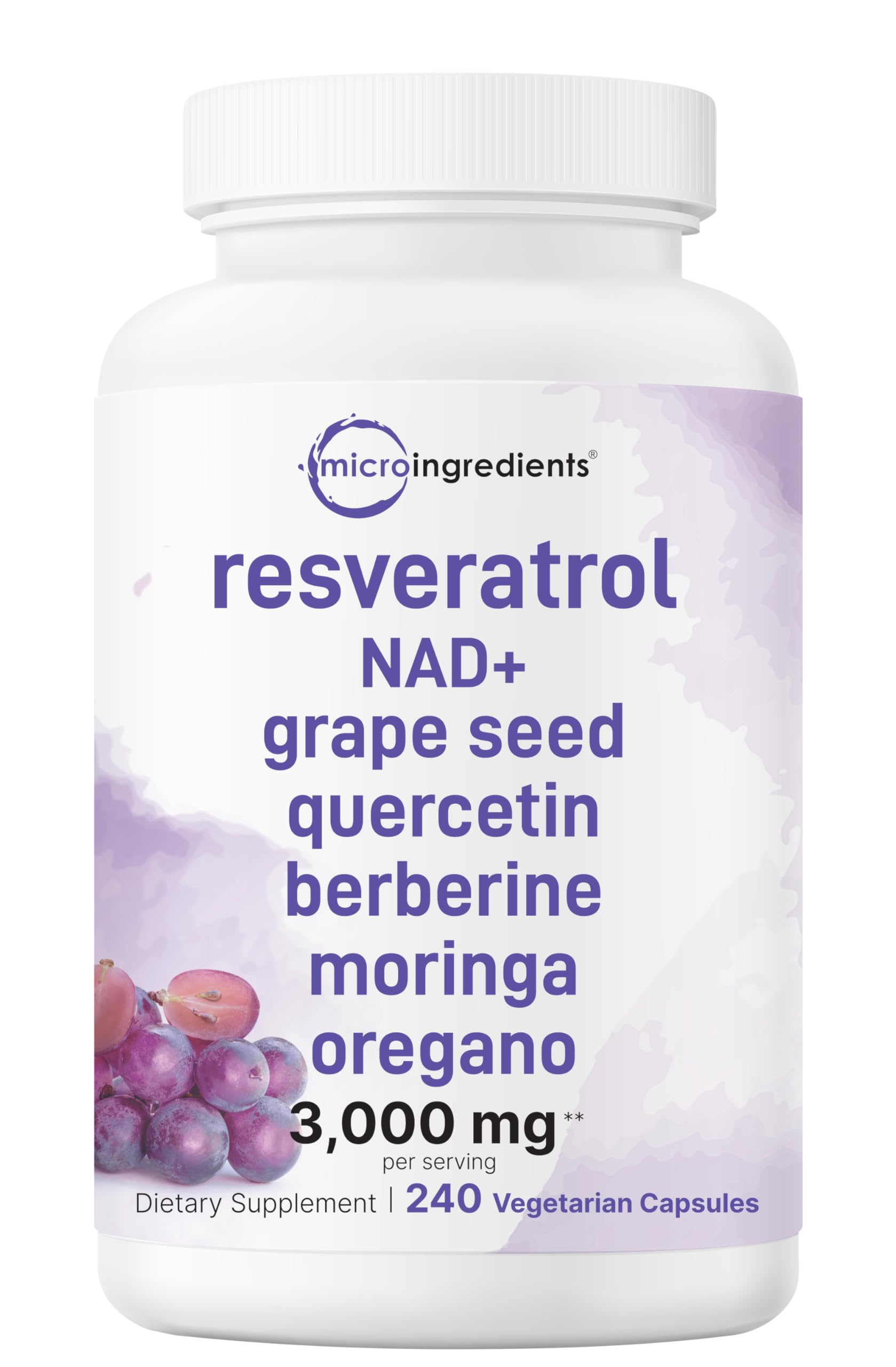 Micro Ingredients Resveratrol NAD Complex bottle with 11-in-1 blend supports daily antioxidant routines.