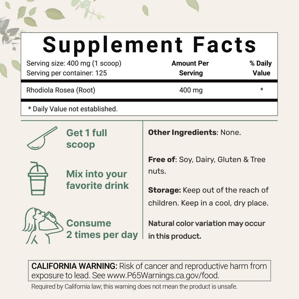 Micro Ingredients rhodiola rosea powder scoop highlights easy serving