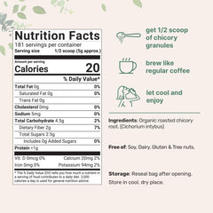 Micro Ingredients Roasted Chicory Root bag with label, showcasing a natural coffee substitute option