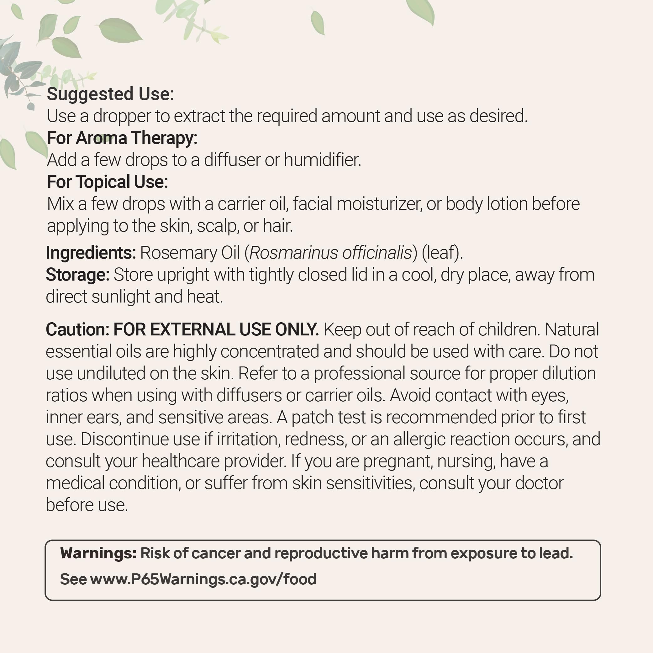 Micro Ingredients Rosemary Essential Oil dropper enables accurate topical dilution.