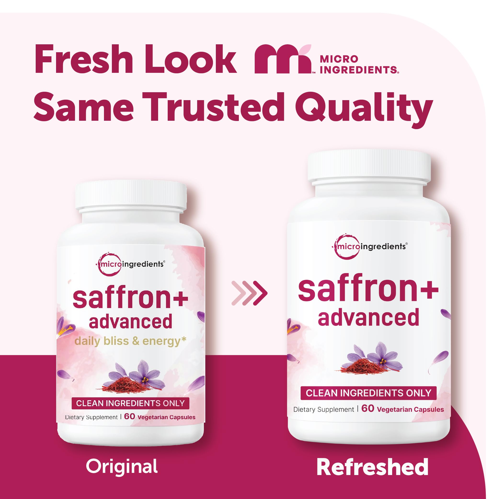 Close-up of Micro Ingredients Saffron+ capsules for an easy daily routine.