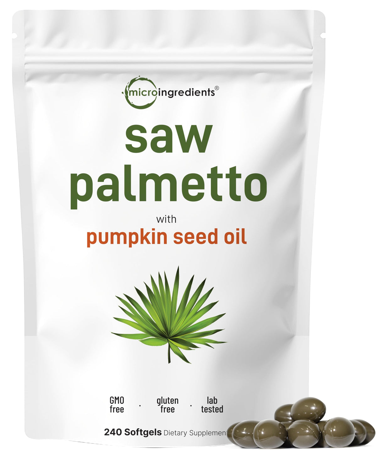 Micro Ingredients Saw Palmetto bottle front for daily male wellness support.