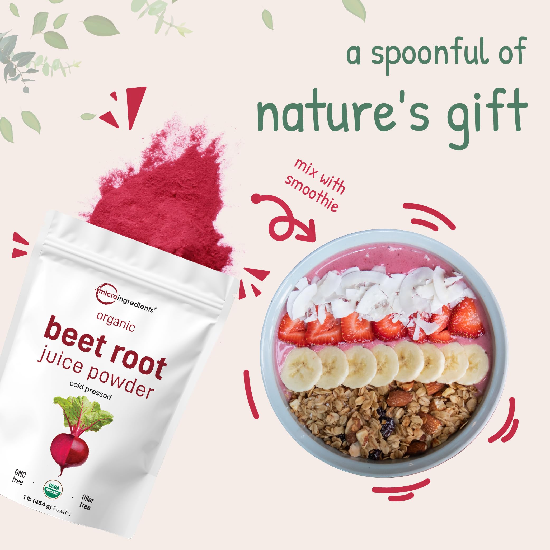 Micro Ingredients scoop-included beet powder for precise measurement every time