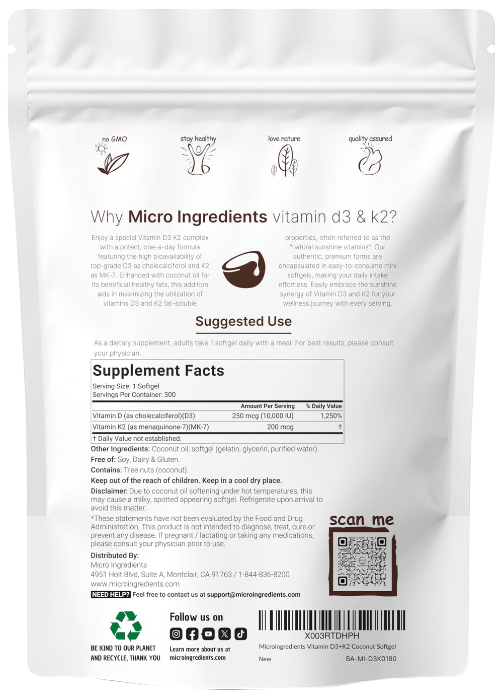 Softgels in coconut oil carrier designed for easier swallow.