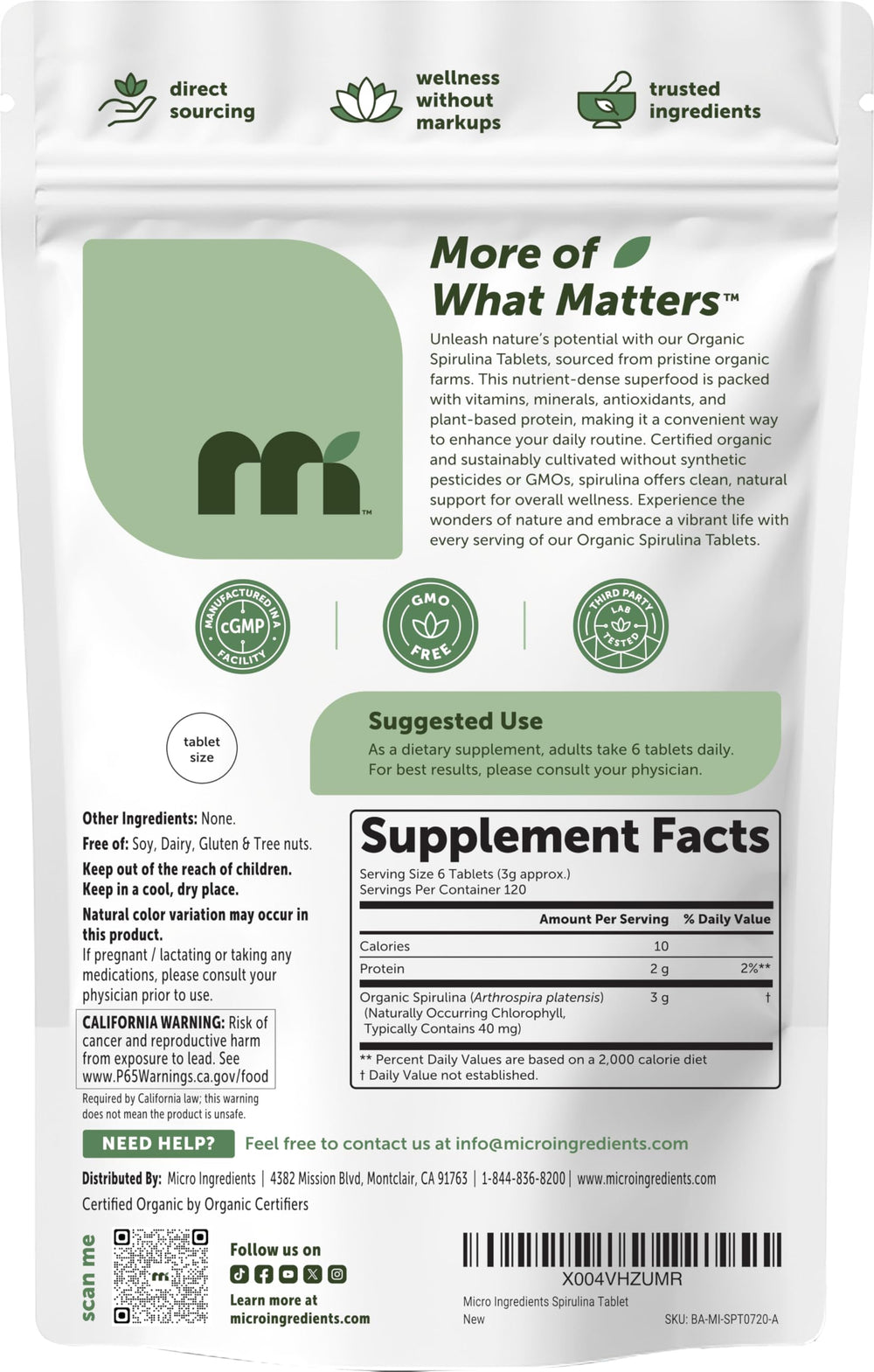 Micro Ingredients spirulina is irradiation-free and pure for everyday use.
