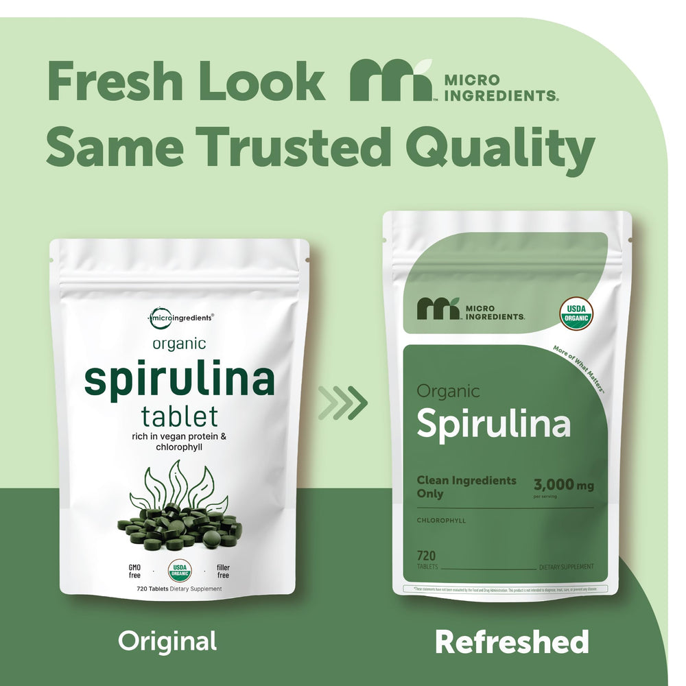 Micro Ingredients spirulina tablets 3000mg per serving support high-protein daily nutrition.