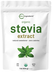 Micro Ingredients Stevia Powder tub showing pure organic sweetener for baking and beverages.