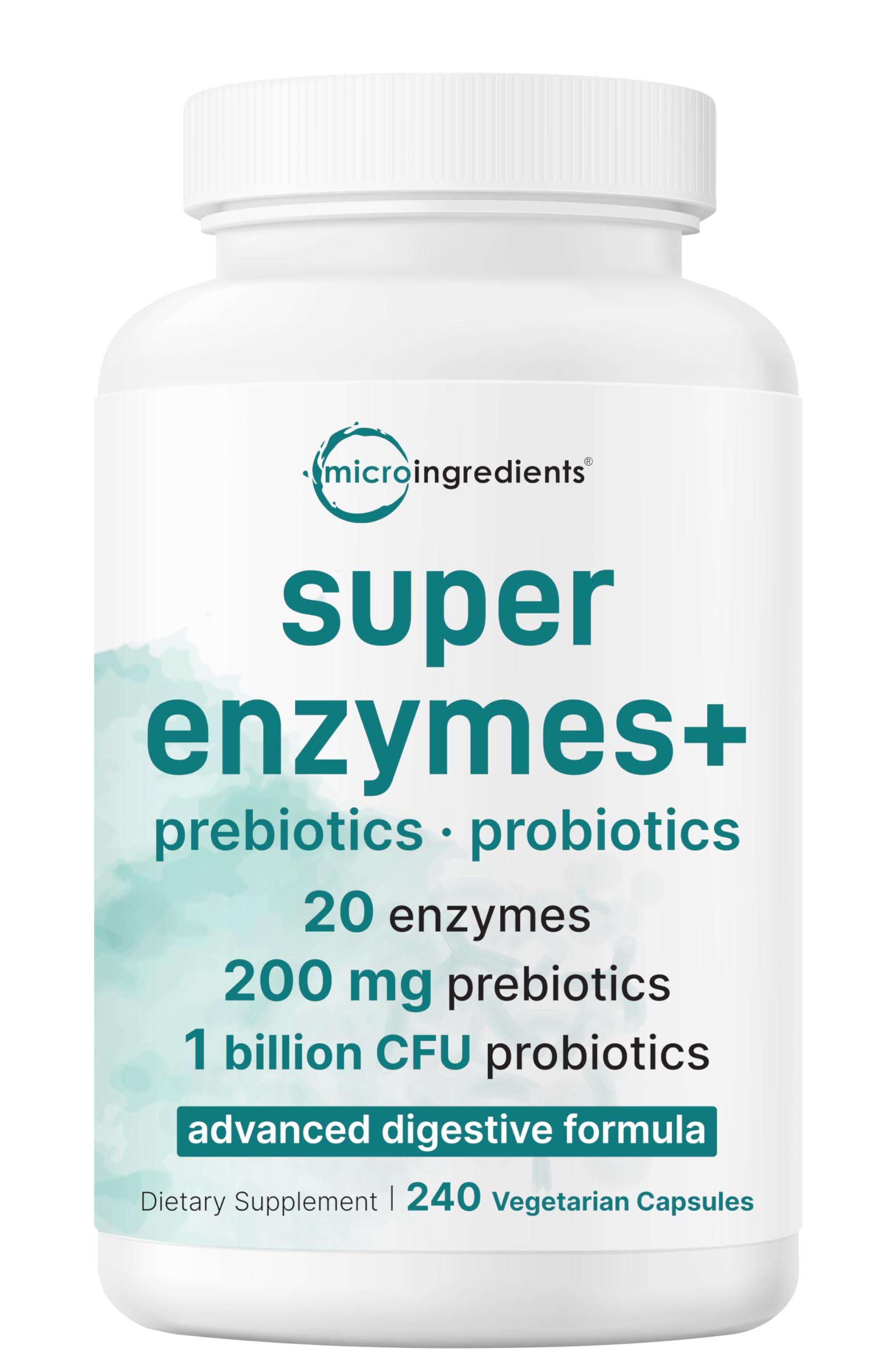 Micro Ingredients Super Enzymes bottle front view for daily digestive support
