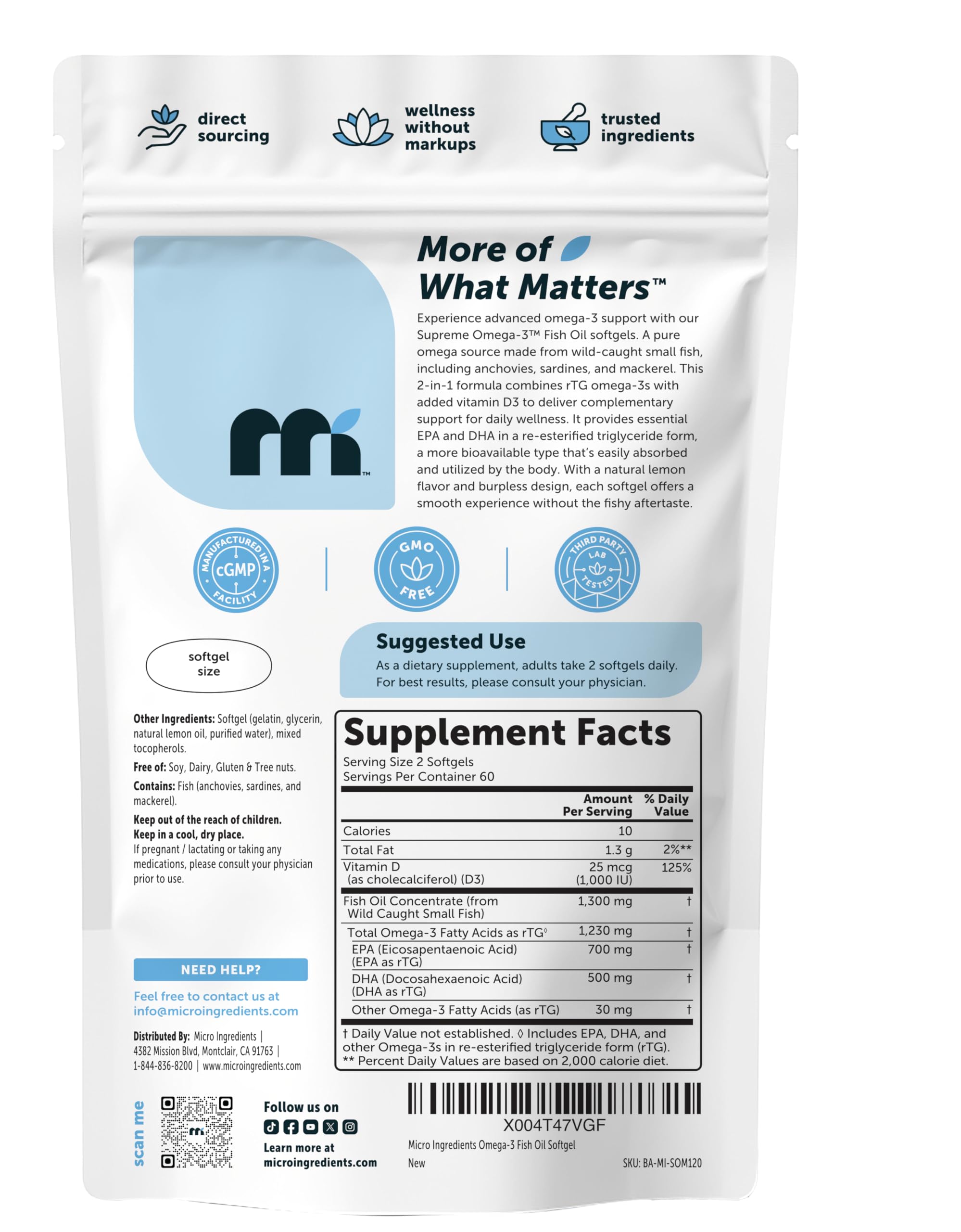 Lemon flavor packaging of Micro Ingredients Supreme Omega-3 suggesting refreshing daily use.