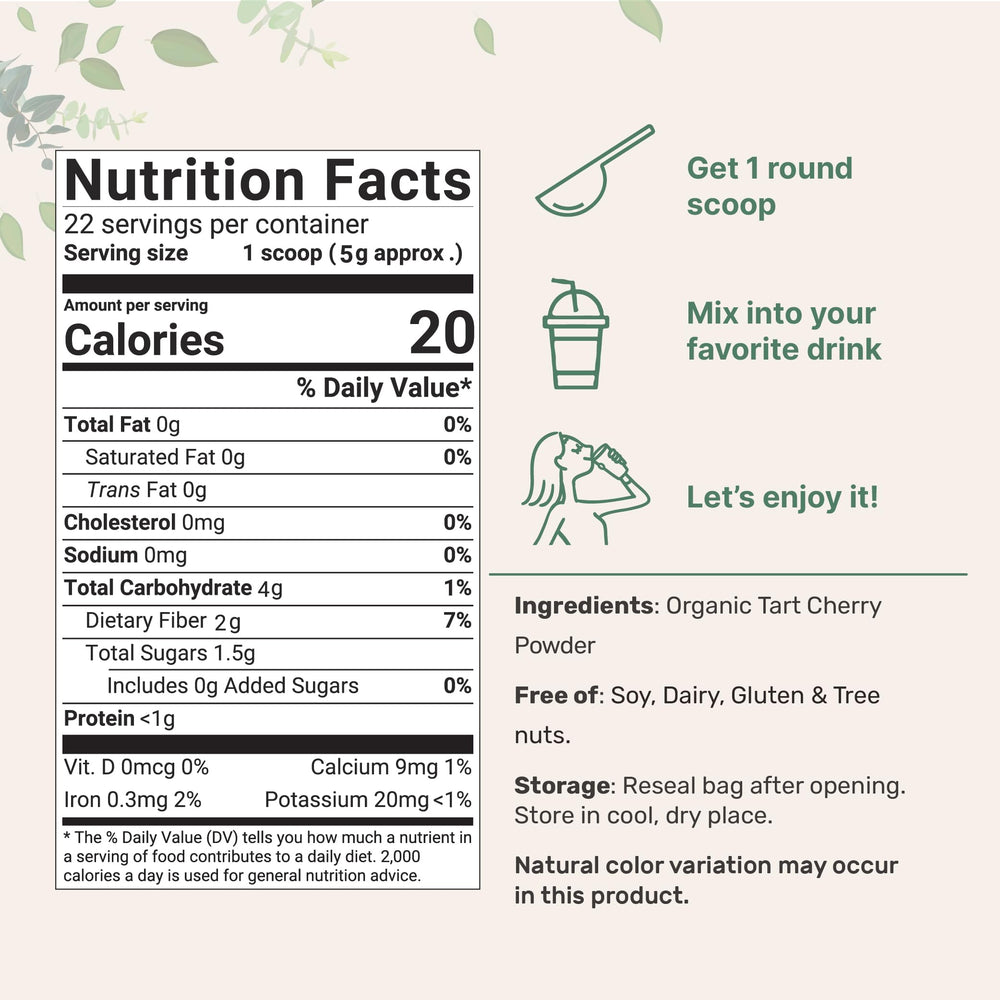 Micro Ingredients tart cherry powder pouch ready for smoothies and beverages.