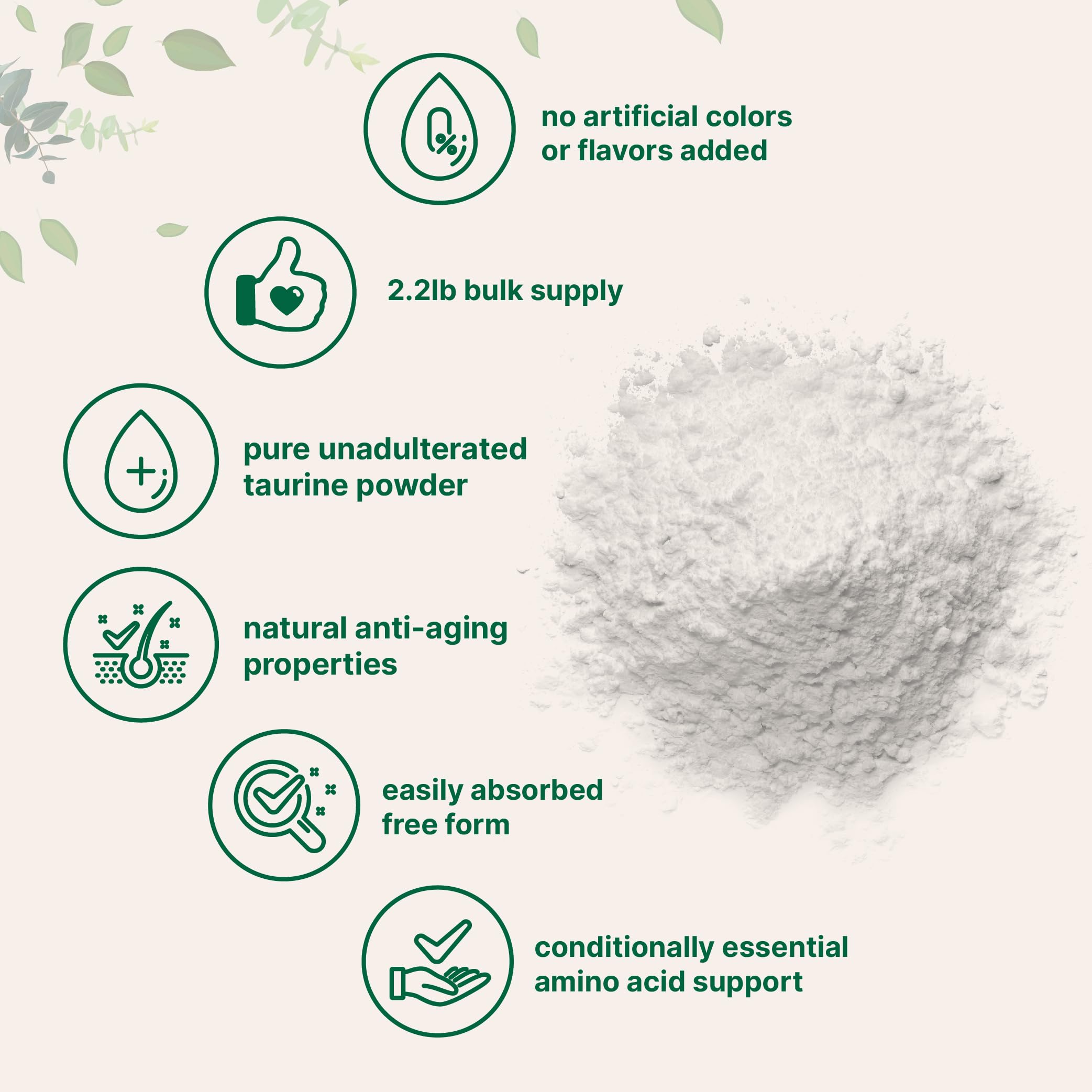 Closeup of Micro Ingredients taurine powder bottle and clear label