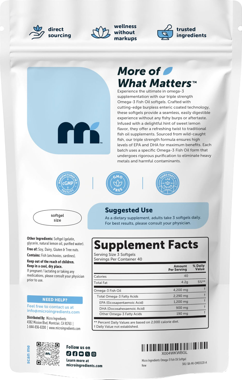 Third-party lab testing confirms safety and potency of Micro Ingredients omega-3.