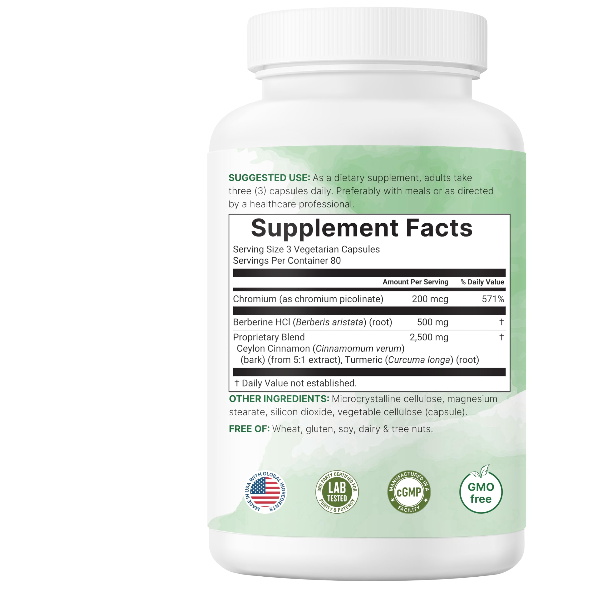 Third-party lab tested badge on Micro Ingredients Berberine bottle.