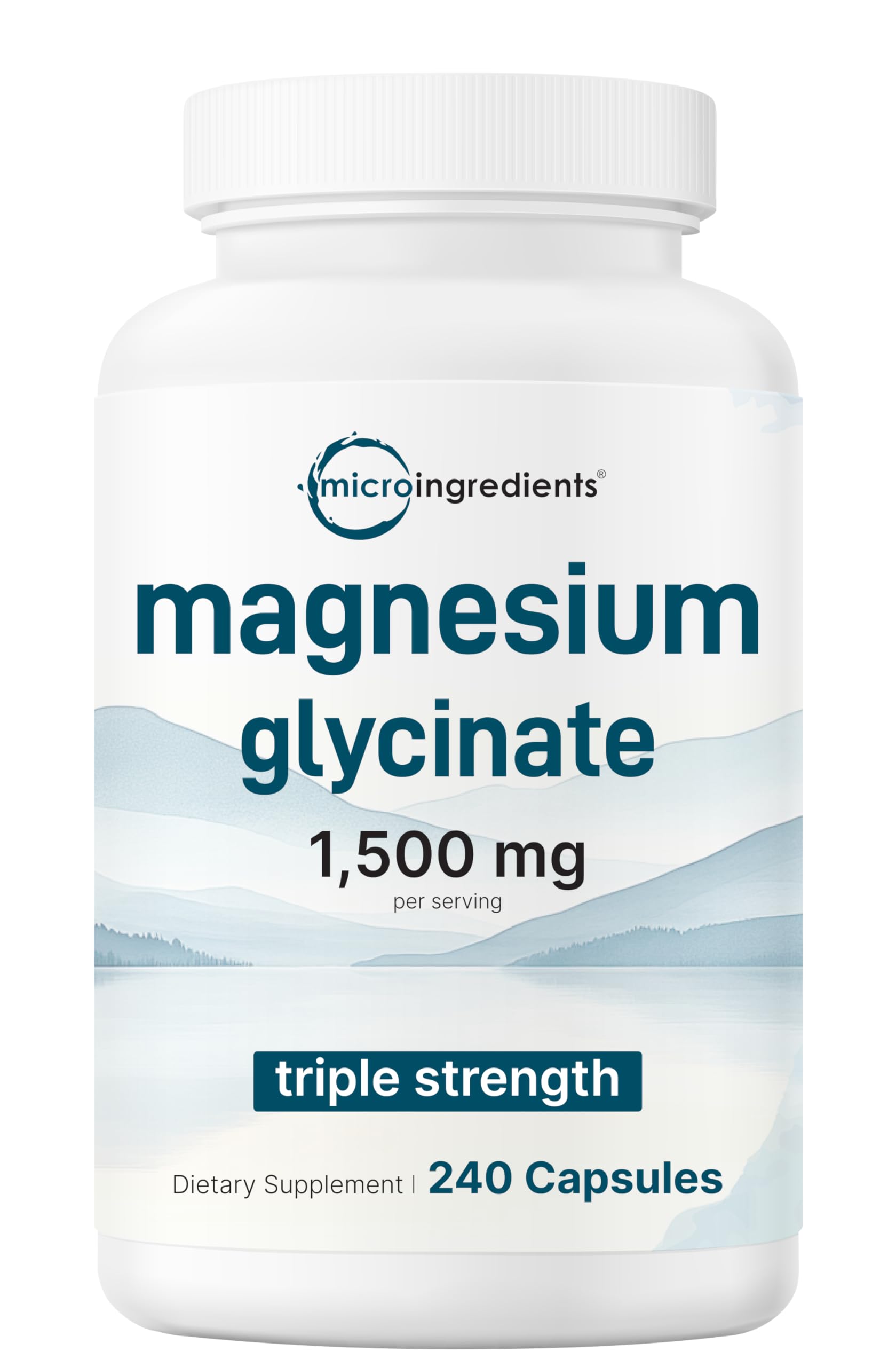 Micro Ingredients triple strength magnesium glycinate bottle front supports daily mineral replenishment.
