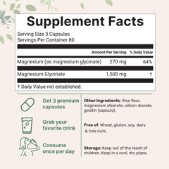Micro Ingredients magnesium glycinate label detail highlights dosage and third-party testing.