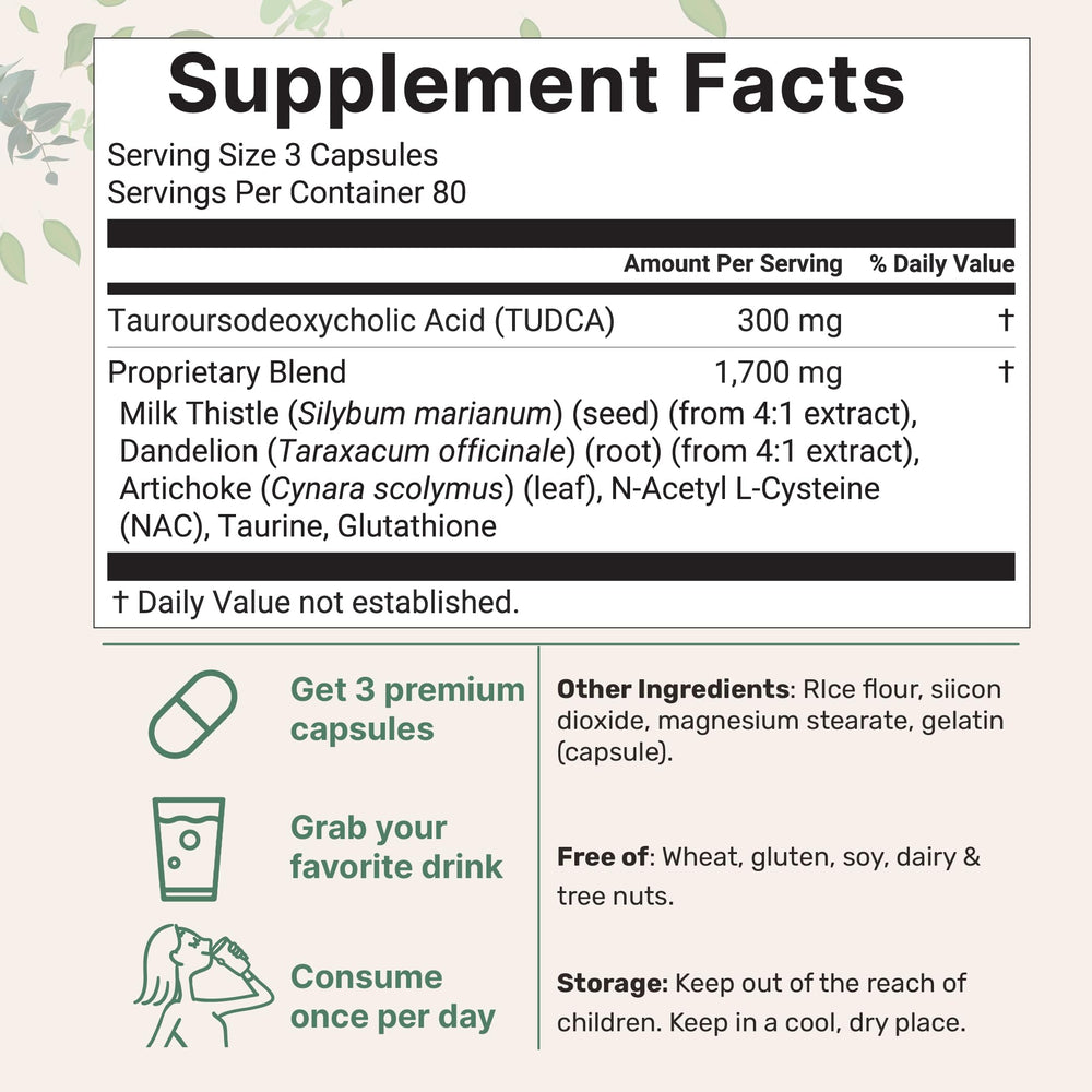 Micro Ingredients TUDCA capsules arranged to highlight 7-in-1 formula.