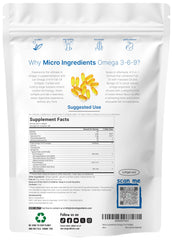 Micro Ingredients Ultra Omega 3-6-9 bottle back showing key ingredients and directions