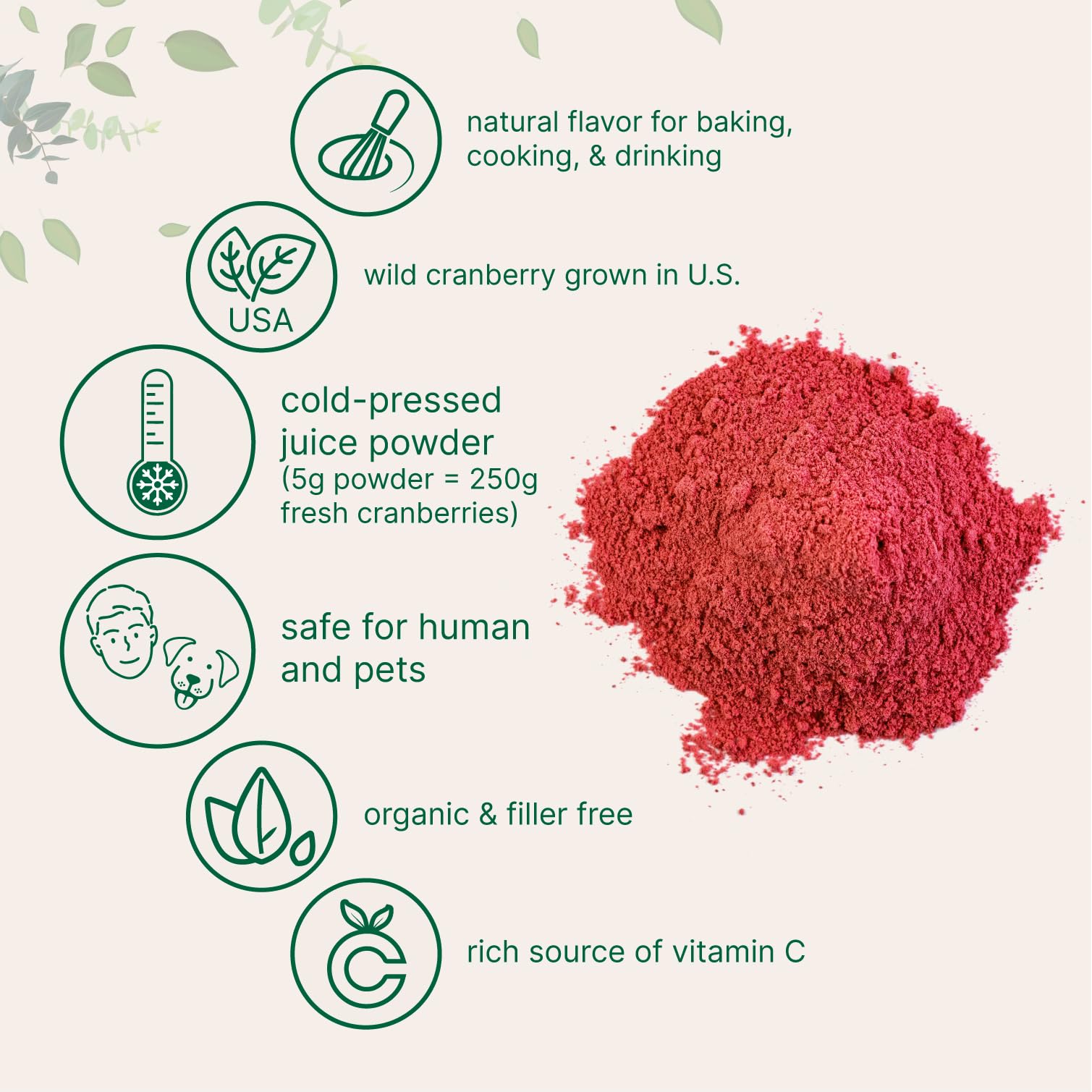 Micro Ingredients US-grown cranberries field source for natural powder.