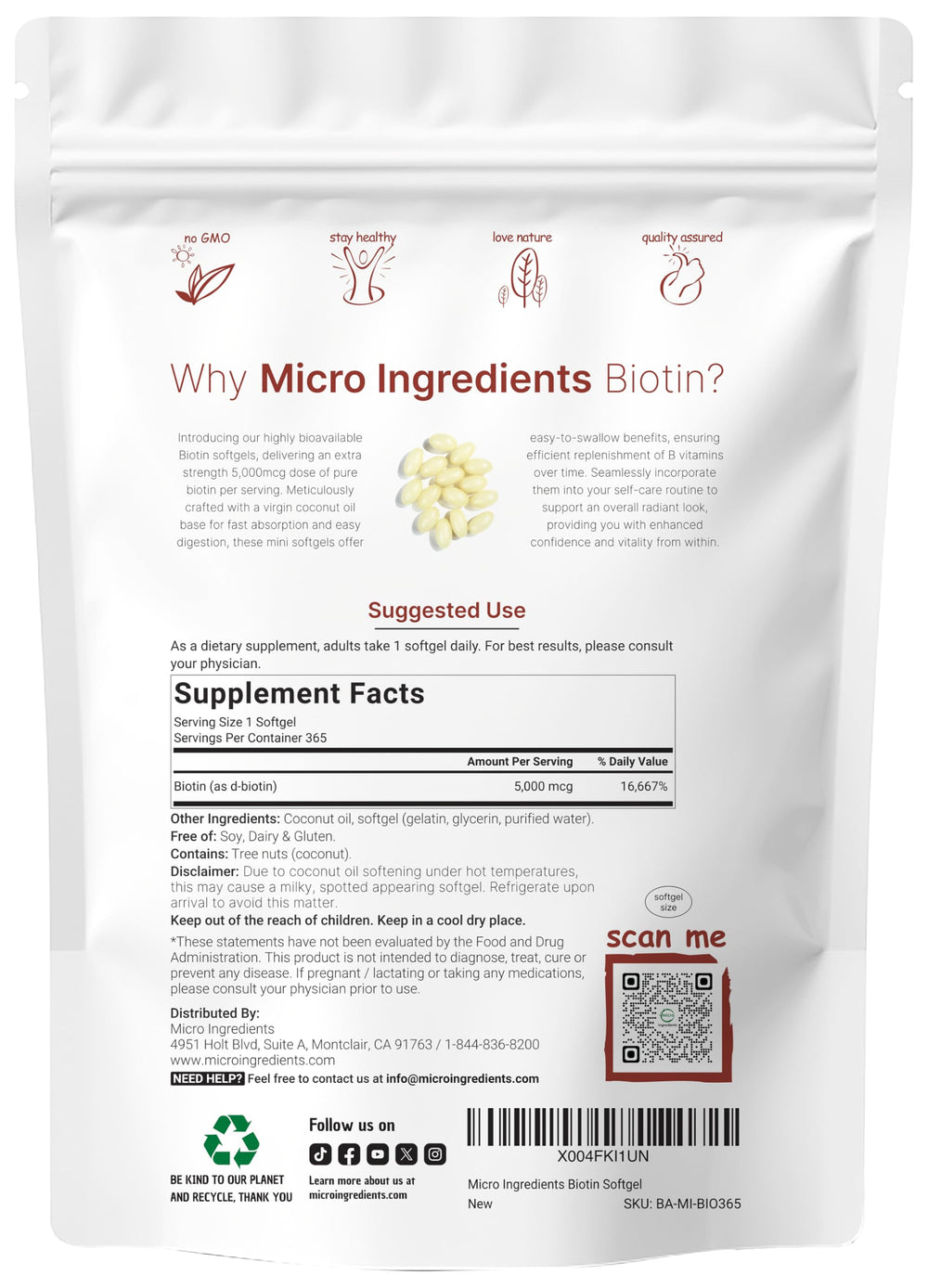 Micro Ingredients virgin coconut oil softgel base close-up for pure carry