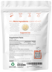 Micro Ingredients Vitamin D3 + K2 softgels back label detailing dosage guidance