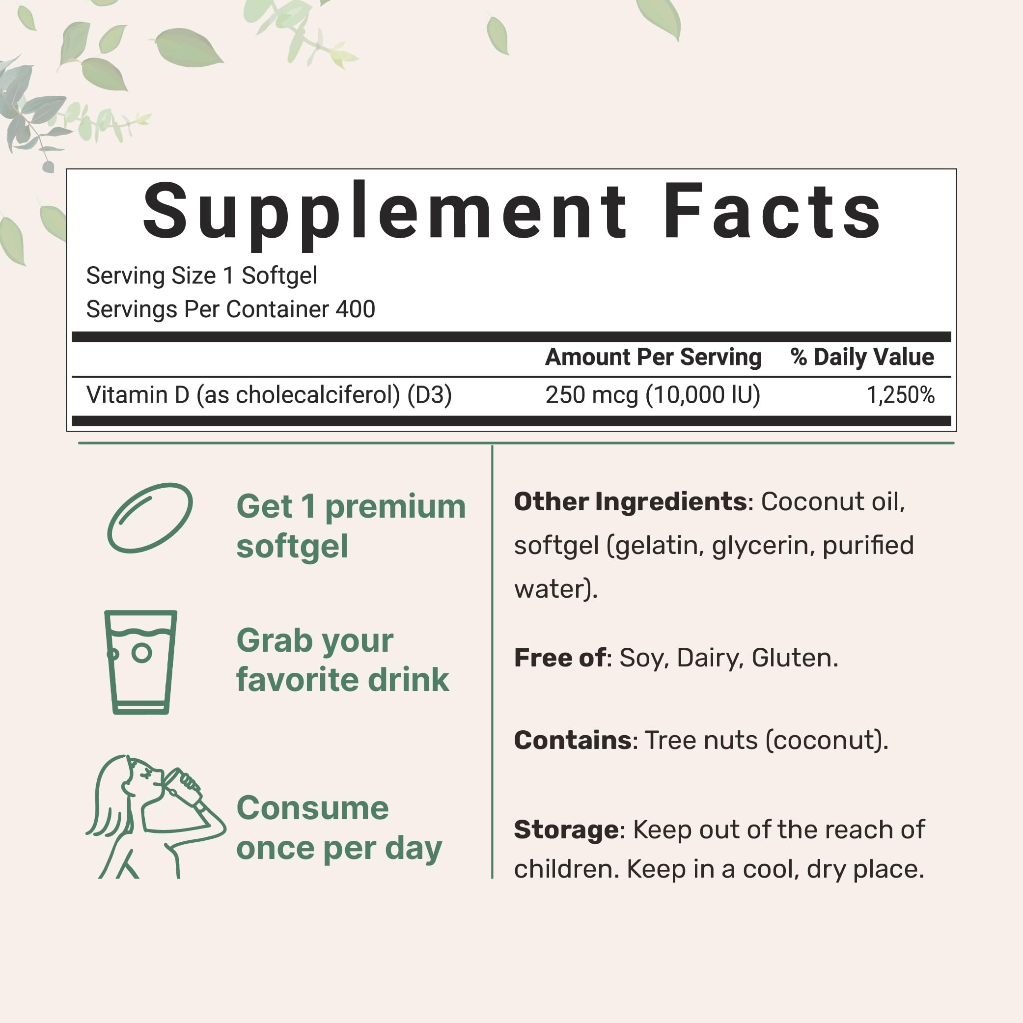 Micro Ingredients Vitamin D3 coconut oil-infused softgels highlighting enhanced absorption with healthy fats