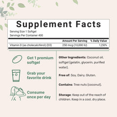Micro Ingredients Vitamin D3 coconut oil-infused softgels highlighting enhanced absorption with healthy fats