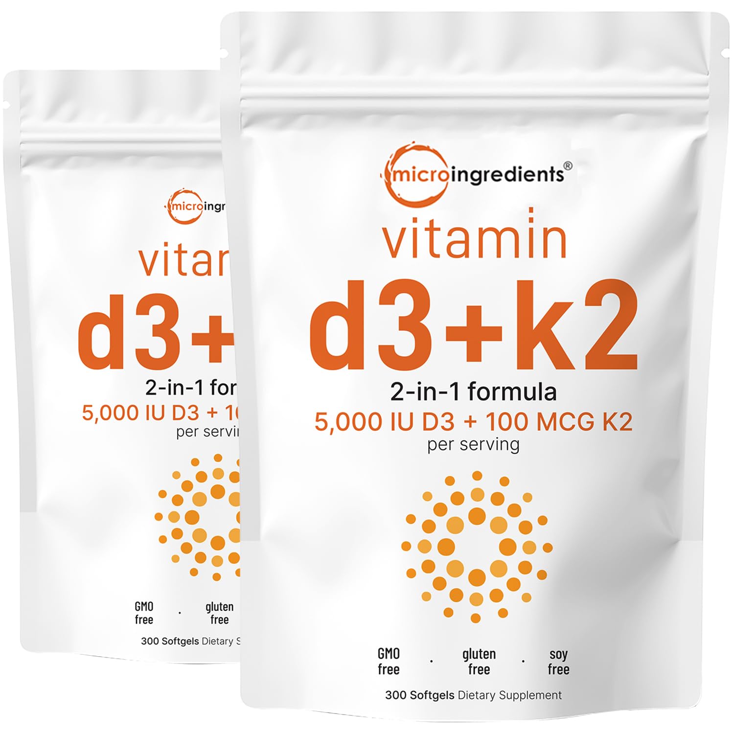 Micro Ingredients Vitamin D3 K2 softgels bottle front for daily support.