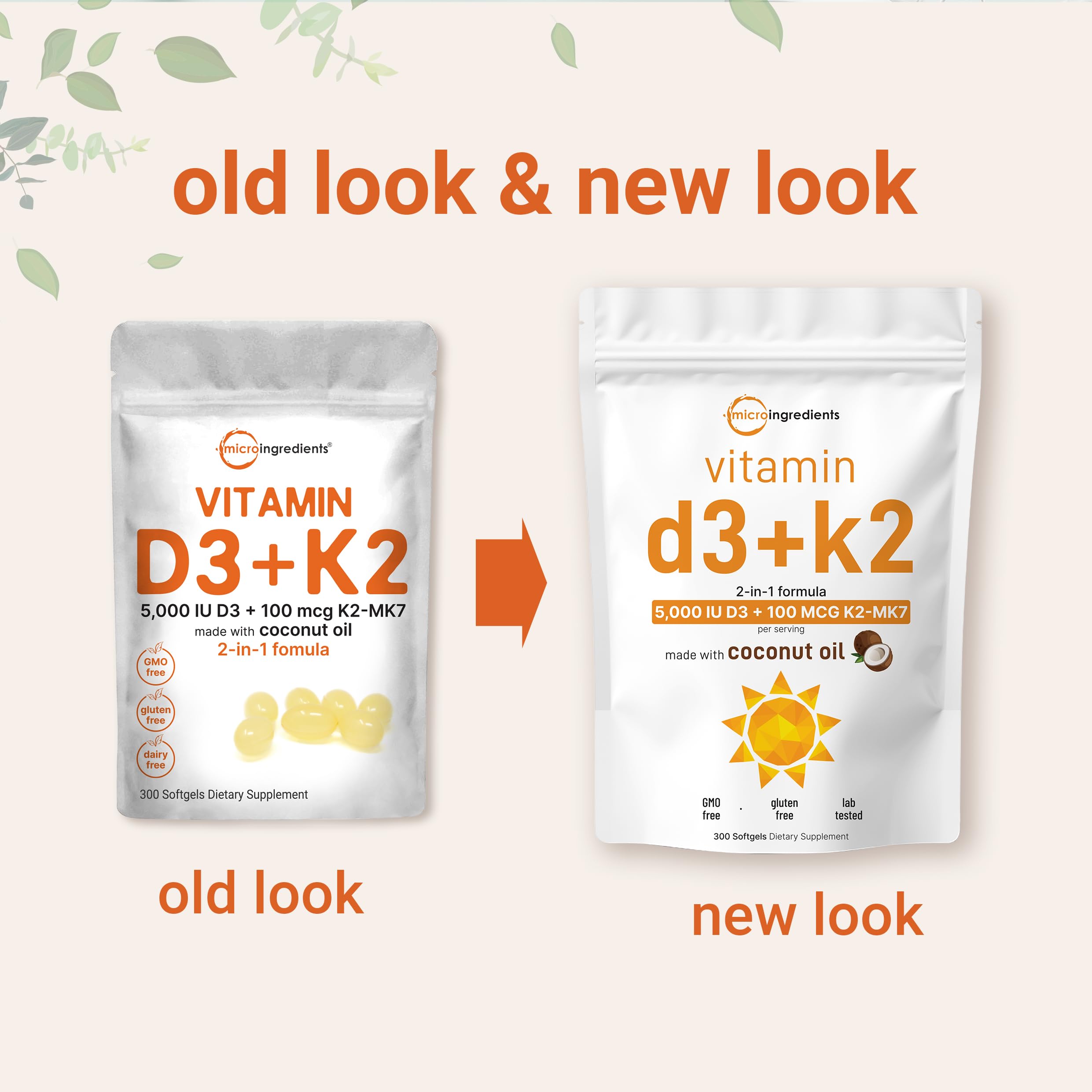 Micro Ingredients D3 + K2 coconut-oil base may aid absorption and potency.